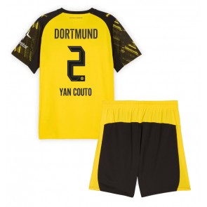 Borussia Dortmund Yan Couto #2 Hemmaställ Barn 2025-26 Kortärmad (+ Korta byxor)